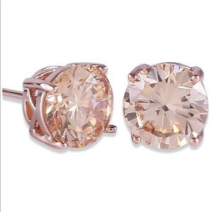 S925 Rose gold earrings stud diamond studs round